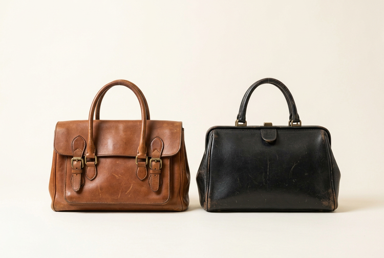 Handbags on a neutral studio background