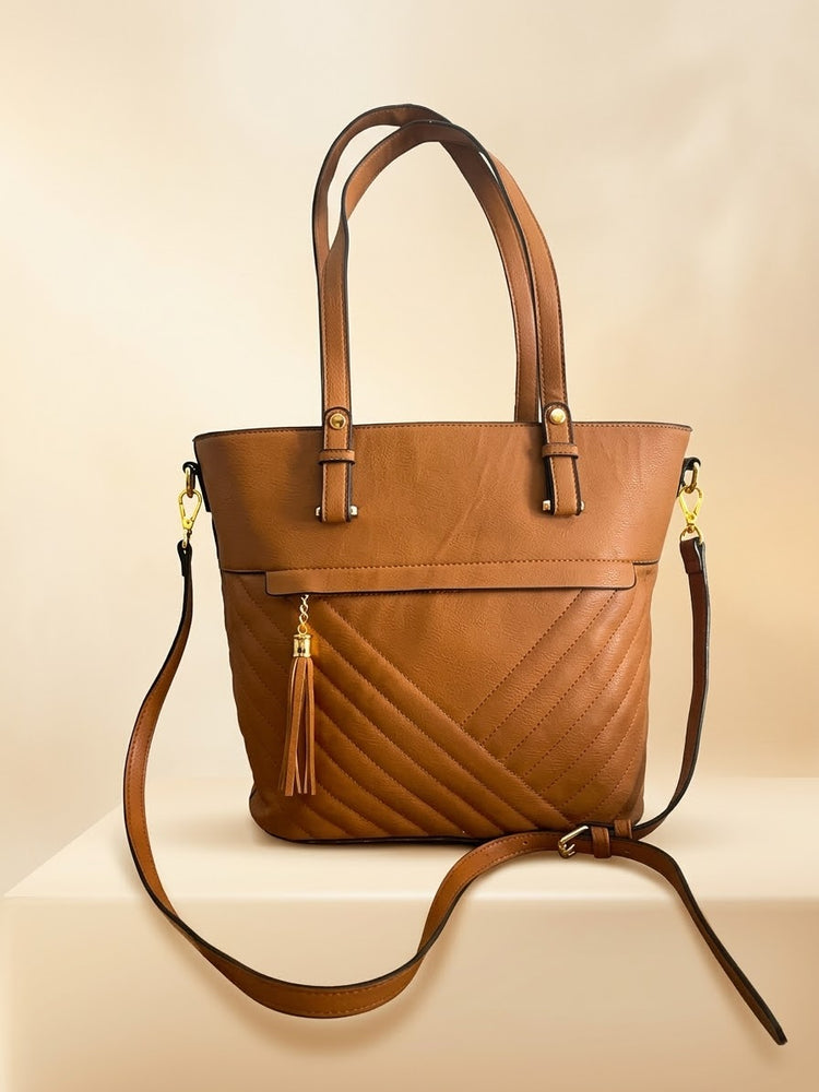 Brown leather handbag