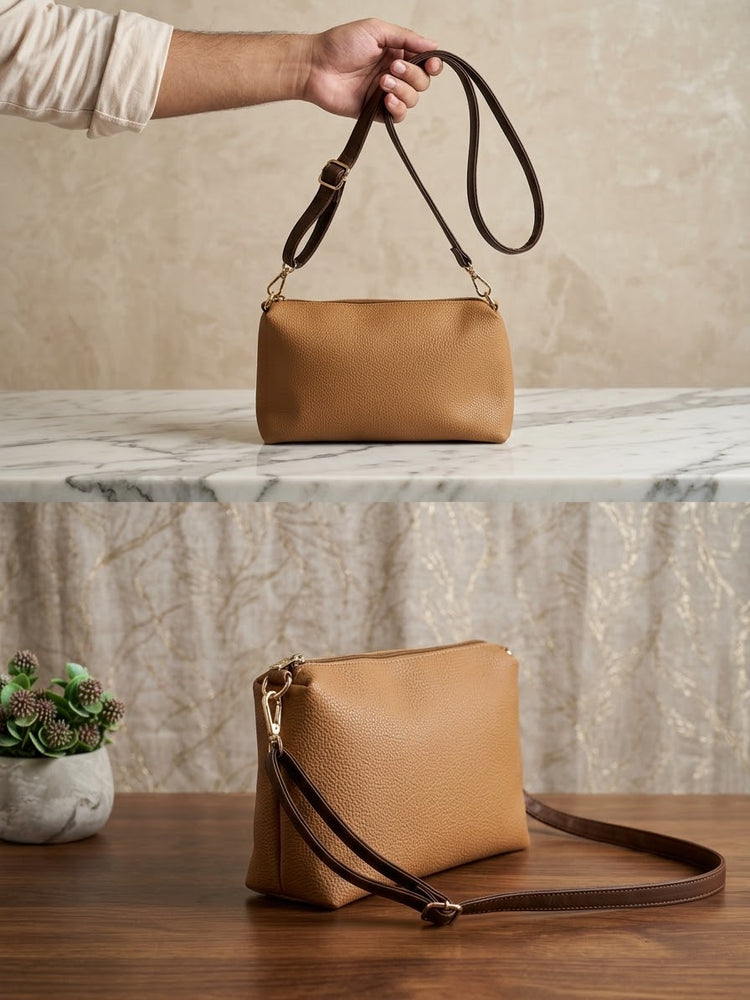 Beige leather handbag 3