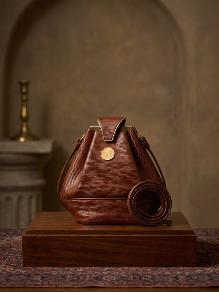 Brown leather shoulder bag