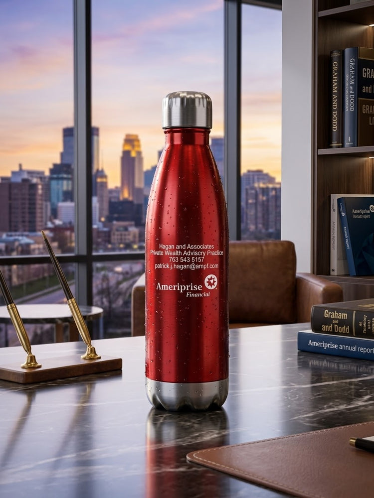 Red steel water bottle